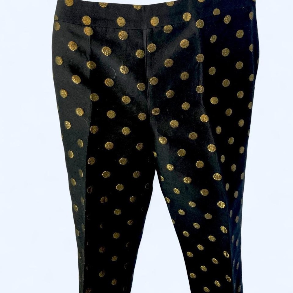 Talbots black & gold polka dot trousers Size 8